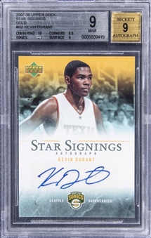 2007-08 Upper Deck "Star Signings" Gold #KD Kevin Durant Signed Rookie Card (#04/20) - BGS MINT 9/BGS 9